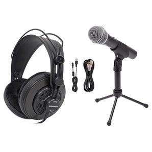 Samson Q2U ASMR Recording Streaming USB Microphone Mic Kit w/ Stand+Headphones