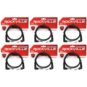 6 Rockville RCTR103RR-B 3' Black 1/4" TRS Right Angle to Same Cable 100% Copper