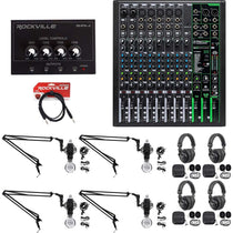 4-Person Podcast Recording Kit with ProFX12v3 Mixer and Boom Arms