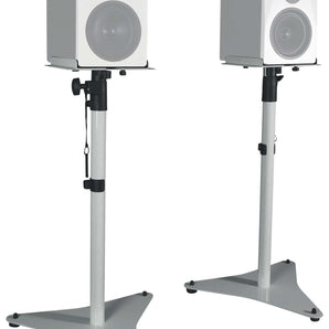 Pair Rockville RVSM5 White Adjustable Studio Monitor Bookshelf Speaker Stands