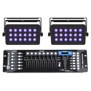 (2) Chauvet DJ LED Shadow 2 ILS Black Lights w/Eye Candy Effects+DMX Controller