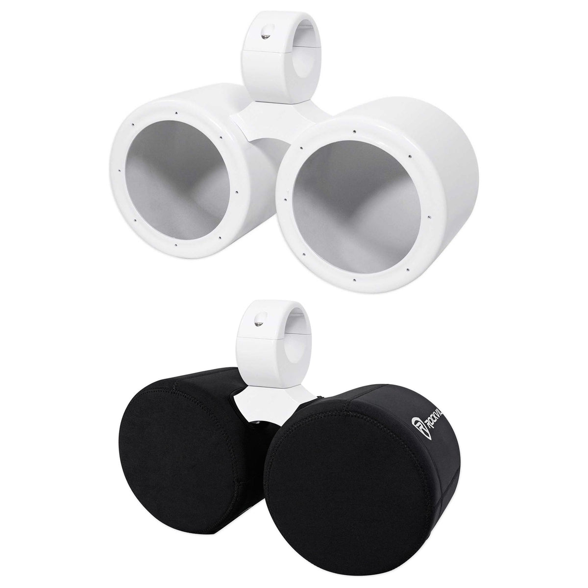 DMAC65W Dual 6.5" White Aluminum Wakeboard Tower Speaker Pods+Cover