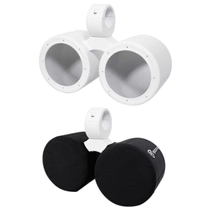 Rockville DMAC65W Dual 6.5" White Aluminum Wakeboard Tower Speaker Pods+Cover