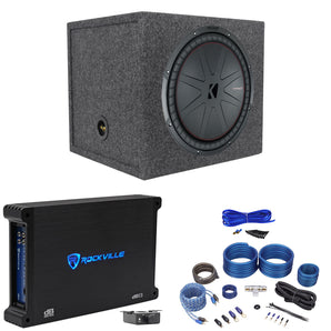 Kicker 48CWR154 COMPR15 15" 1600W Subwoofer+Sealed Box+Mono Amplifier+Amp Kit