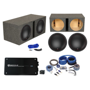 2) MTX 7515-44 15" 1500w RMS Subwoofers+Vented Sub Box Enclosure+Amplifier+Wires