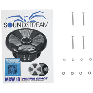 SoundStream MSW.104 10" 600w Marine/Boat/UTV Subwoofers+Alpine Mono Amplifier