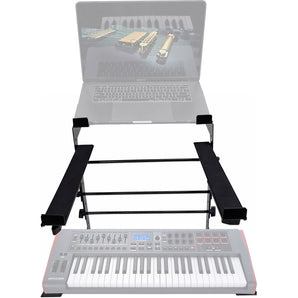 Rockville Dual Shelf Laptop+Controller Stand for Novation IMPULSE 49 Keyboard