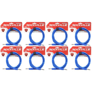 8 Rockville RCTR110BL Blue 10' 1/4'' TRS to 1/4'' TRS  Cable 100% Copper