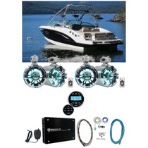 WB65KLED Stainless 6.5" LED Wakeboard Speakers 2-Pack + RGHR2 Receiver Bundle
