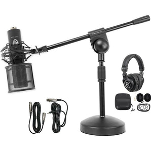 Rockville PC Gaming Streaming Twitch Bundle: RCM PRO Microphone+Headphones+Stand