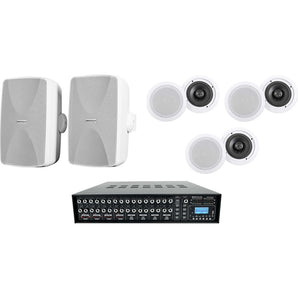 Rockville ROCK MATRIX 4-Zone Home Receiver+6) Ceiling+2) White Wall Speakers