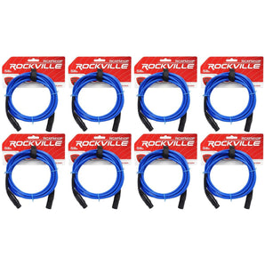 8 Rockville RCXFM10P-BL Blue 10' Female to Male REAN XLR Mic Cable 100% Copper