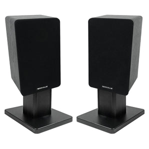 2) Rockville RockShelf 58B Black 5.25" Home Bookshelf Speakers+8" Speaker Stands