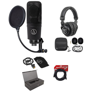 Audio Technica AT4040 Studio Condenser Microphone+Headphones+Pop Filter+Cable