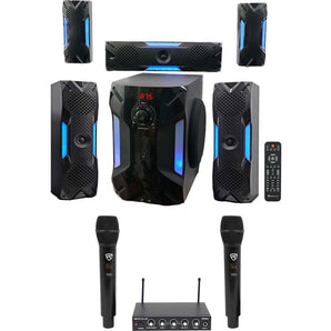 Rockville Hybrid Home Theater Karaoke Machine System w/8" Sub+(2) Wireless Mics