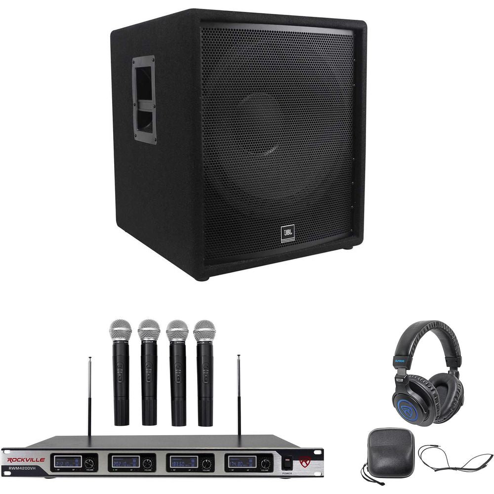 JRX218S Subwoofer + RWM4200VH Wireless Mics + DJ1500 Headphones