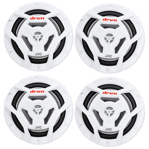 (4) JVC CS-DR6201MW 6.5" 600 Watt 2-Way Coaxial Marine Waterproof Boat Speakers