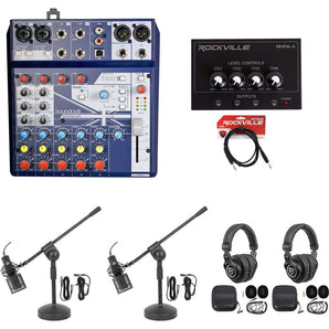 2) Person Gaming Twitch Stream Bundle Soundcraft Mixer+Headphones+Pro Mic+Stand