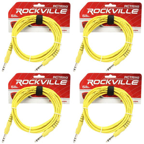 4 Rockville RCTR110Y Yellow 10' 1/4'' TRS to 1/4'' TRS  Cable 100% Copper