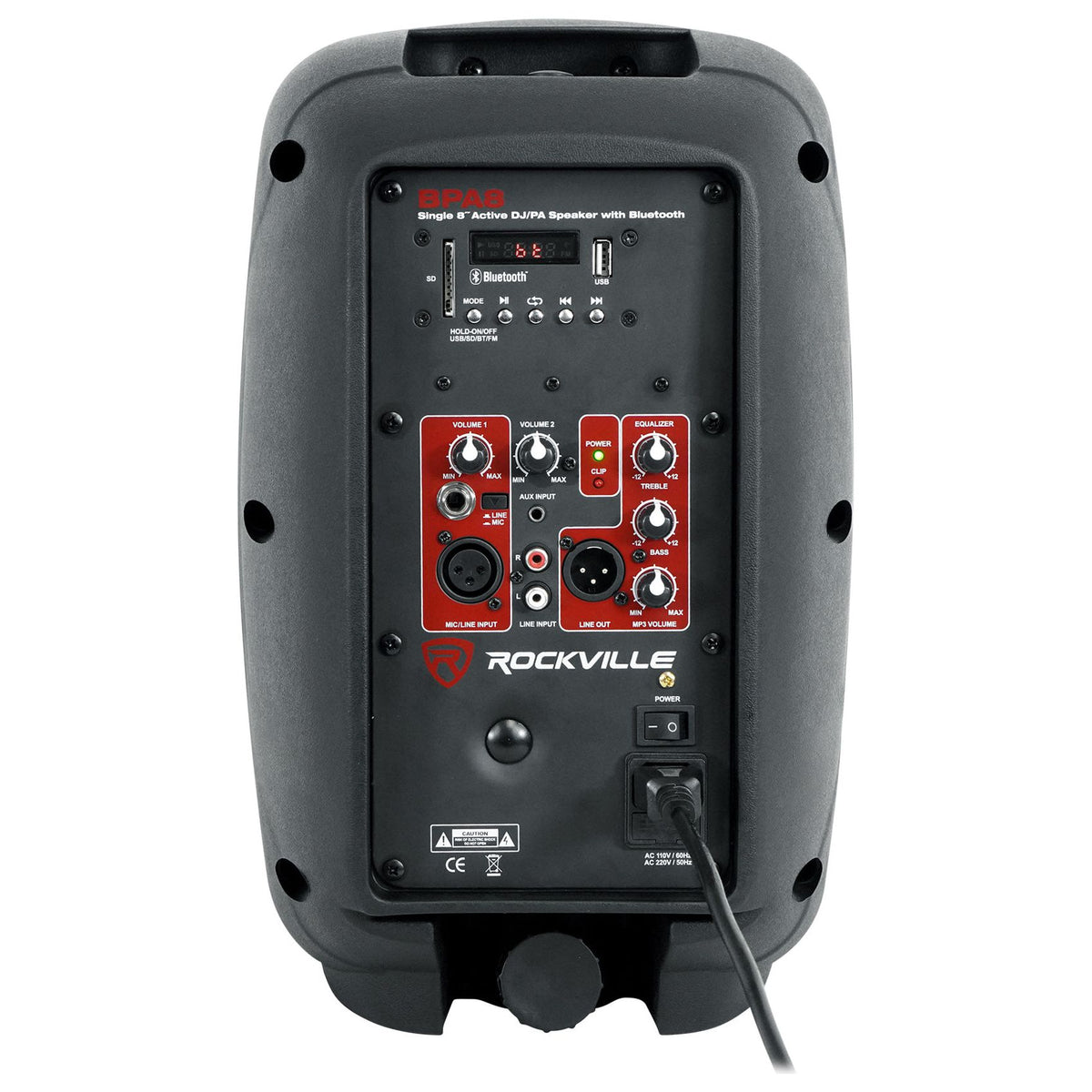 (2) BPA8 8" Powered 300W DJ PA Speakers w/Bluetooth+LED Stands+Cables