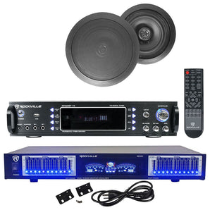 RPA60BT Home Theater Bluetooth Receiver+10 Band Eq+8" Black Ceiling Speakers
