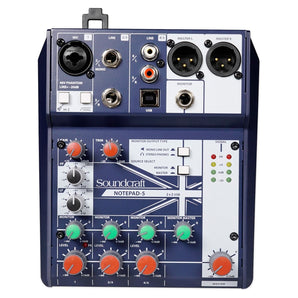 Soundcraft Notepad-5 Channel Live Sound Recording Podcast Mixer w/USB+Headphones