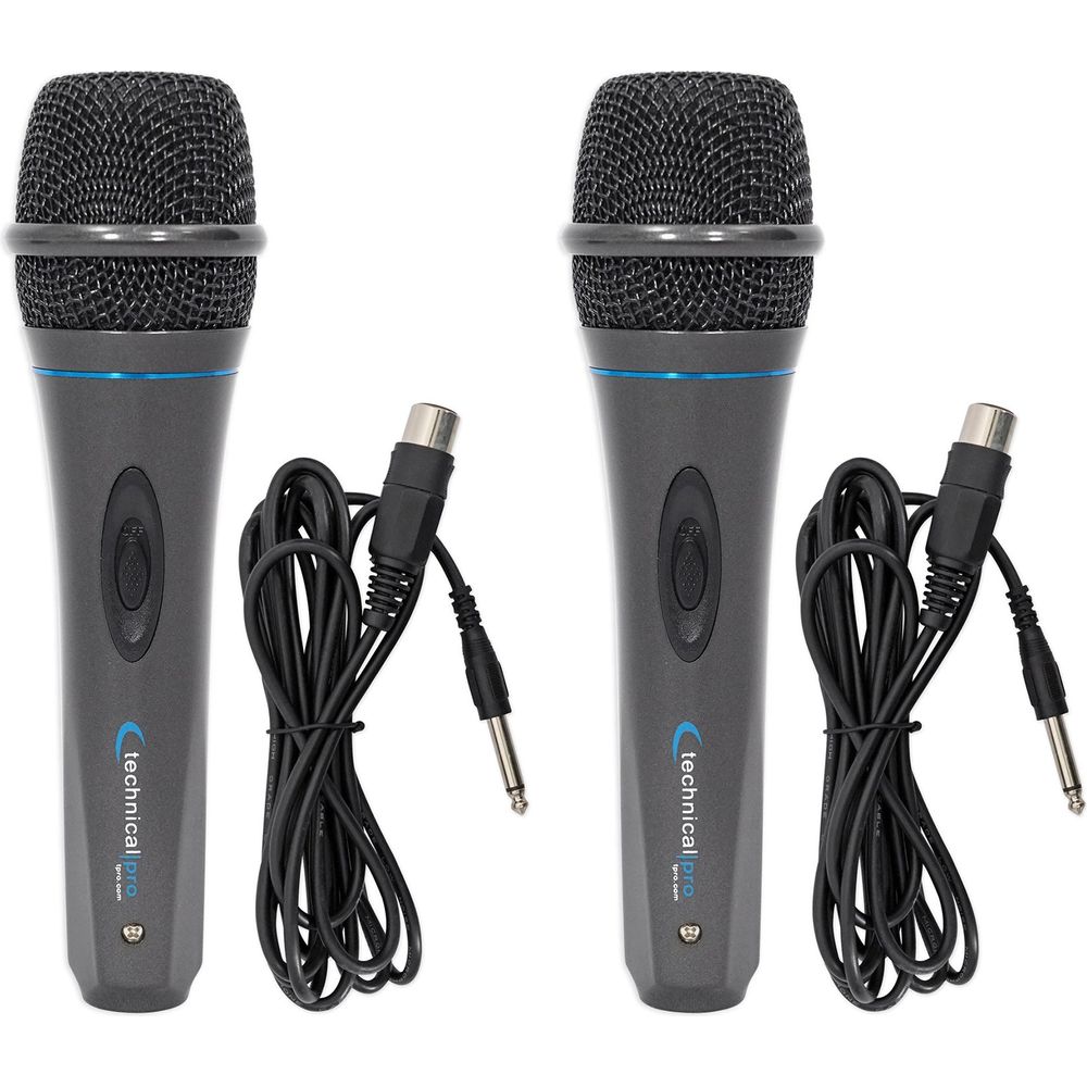 (2) MK75 Karaoke DJ Wired Microphones w/10' XLR to 1/4" Cables