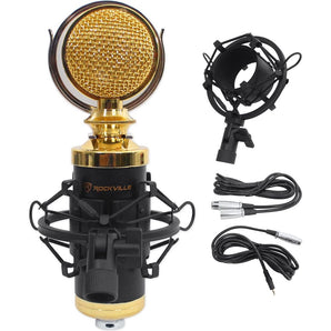 Rockville RCM02 Studio Recording Condenser Microphone Mic+Boom Arm+Desk Clamp