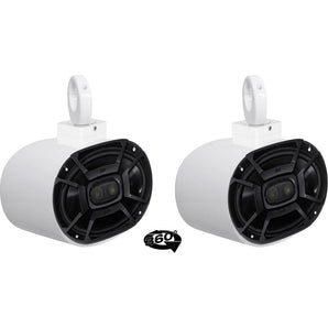 (2) Polk Audio 6x9" 450w 360° Swivel White Aluminum Wakeboard Tower Speakers