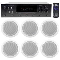 H12X500UBT 6-Zone Receiver + (12) 6.5 In Ceiling Speakers For Restaurant/Bar