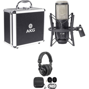 AKG P420 Studio Condenser Recording Podcasting Microphone Mic+Case+Headphones