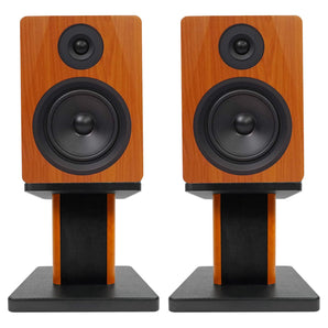 (2) Rockville APM5C 5.25" 250W Powered USB Studio Monitor Speakers+Wood Stands