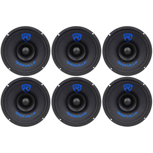 (6) Rockville RM68SP CEA Compliant 6.5” 480W Midrange Car Speakers 8 Ohm