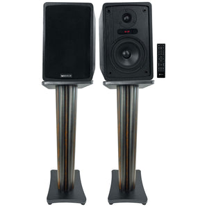 Rockville ELITE-5B 5.25" Bookshelf Speakers w/Bluetooth+28" Dark Wood Stands