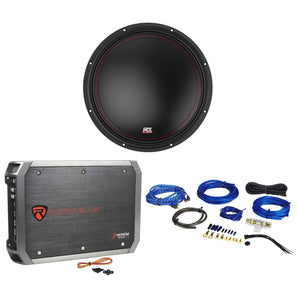 MTX 3512-04 12" 500 Watt SVC 4-ohm Car Audio Subwoofer+Amplifier+Amp Wire Kit