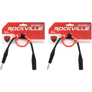 2 Rockville RCXMB1.5R Red 1.5' Male REAN XLR to 1/4'' TRS Balanced Cables