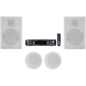 Home Theater Receiver w/ Bluetooth+(2) JBL Ceiling+(2) Rockville Wall Speakers