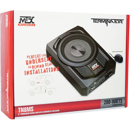 MTX TN8MS 8" 200w Slim Under-Seat Active Powered Car/Truck Subwoofer Sub+Remote