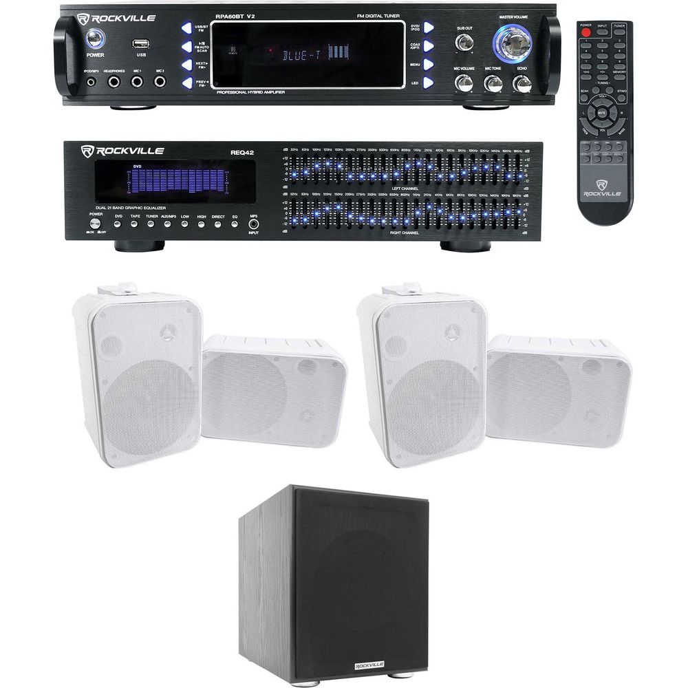 Home Theater Bluetooth Receiver+EQ+(4) 6.5" Speakers+8" Subwoofer Sub