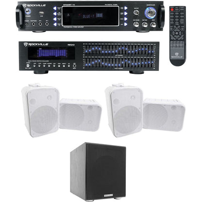 Home Theater Bluetooth Receiver+EQ+(4) 6.5" Speakers+8" Subwoofer Sub