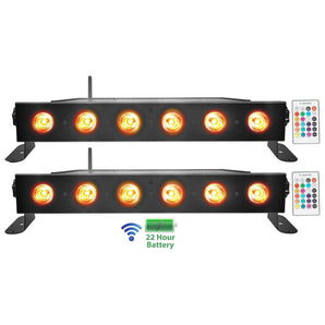 (2) Rockville BEST STRIP 60 Black Rechargeable Wash Light Bars w/Wireless DMX