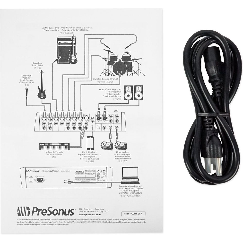 StudioLive AR12c Mixer + RCM PRO Mic + PRO-M50 Headphones + RXS20 Stand