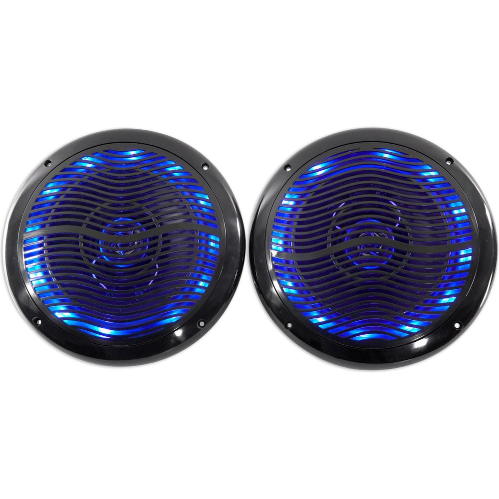 (4) RMC65LB 6.5" 600W Black Waterproof Hot Tub Speakers w/ LEDs + Remote