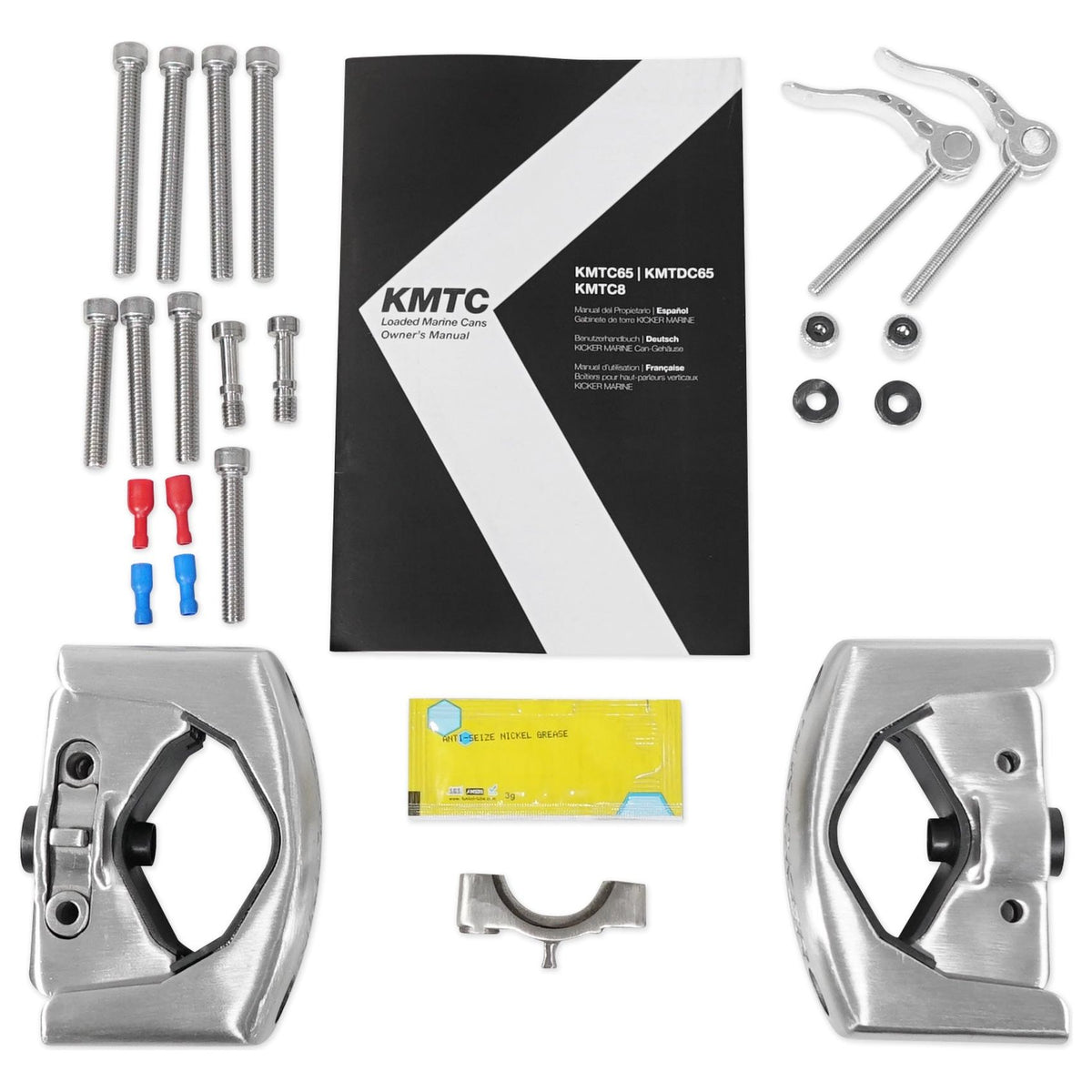 45KMTC65 6.5" LED Tower Speakers + WET75.2 Amplifier + RMWK8 Wire Kit