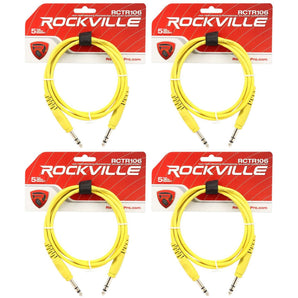 4 Rockville RCTR106Y Yellow 6' 1/4'' TRS to 1/4'' TRS Cable 100% Copper