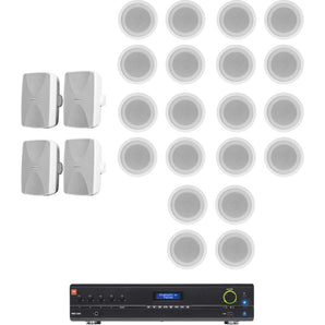 JBL VMA1240 Commercial/Restaurant Receiver+4) Wall+20) Ceiling Speakers in White