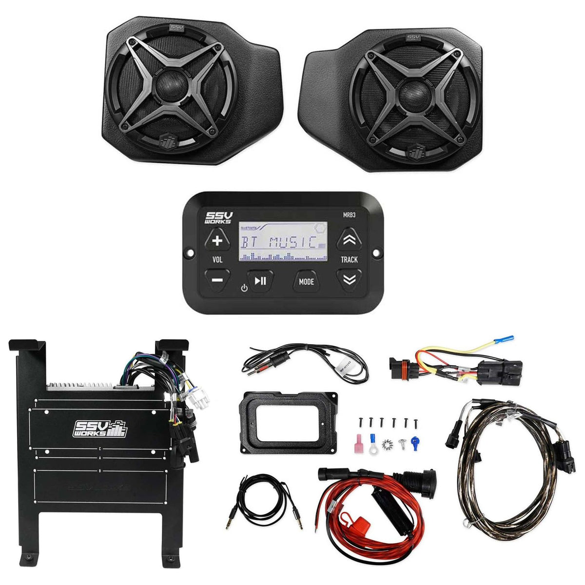 Bluetooth Receiver, Front Speakers & 6.5" Rockville Tower Speakers for Ranger XP1000