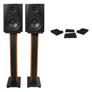 2) Rockville DPM6B Dual 6.5" 420 Watt Active Studio Monitors+36" Stands+Pads
