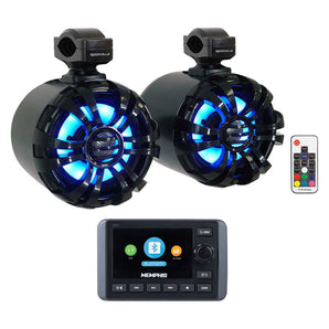Memphis SMC3 Multi-Zone Marine Bluetooth Receiver+Black LED Wakeboard Speakers