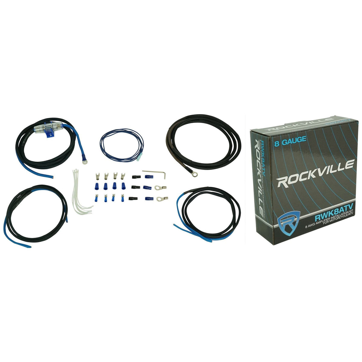 WB65KLS Silver 4-Pack + RXM‑S20 Amp + RWK8ATV OFC Wiring Kit Bundle